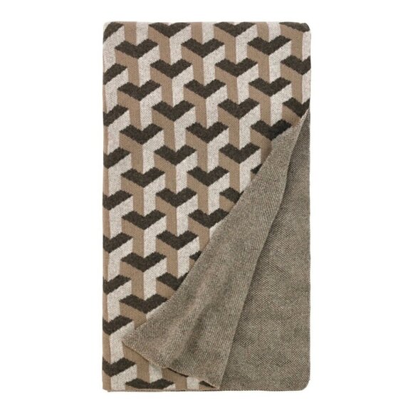 NWT Dwell Studio Lambwool Throw Blanket Afghan Brown Geometric Pattern 70”x50” - Picture 1 of 10